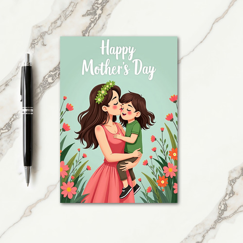 Tender Mothers Kiss Illustration Card