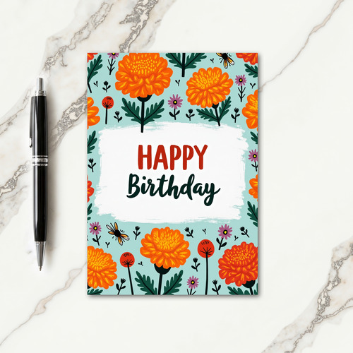 Textured Botanical Birthday Card