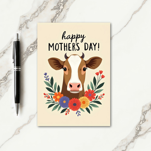 Textured Cow Mothers Day Card
