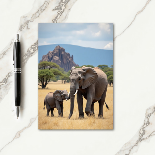 Textured Elephant Family Scene Card