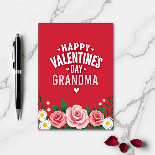 Textured Floral Valentine Grandma Card