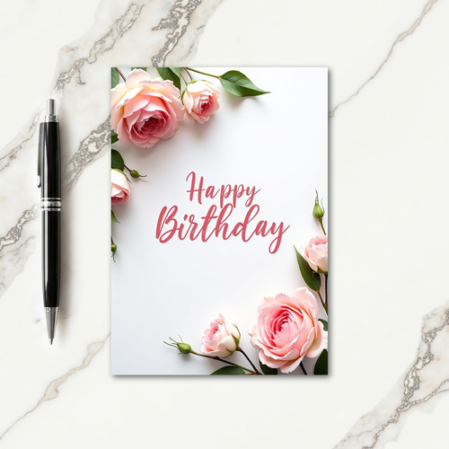 Textured Rose Birthday Card
