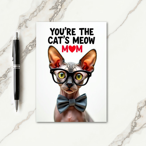 Textured Sphynx Cat Mom Card