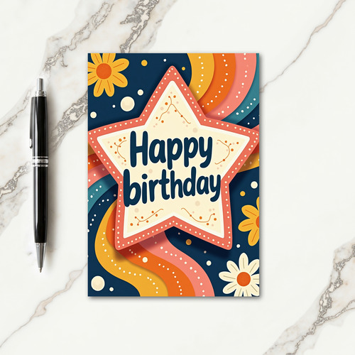 Textured Star Birthday Card