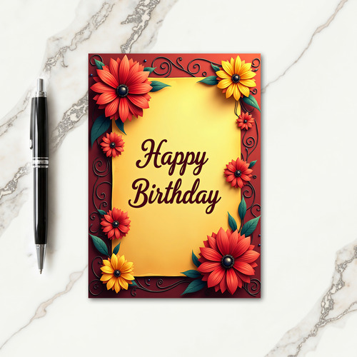 Textured Yellow Birthday Card