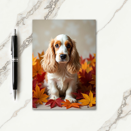 Thankful Puppys Autumn Leaves Card