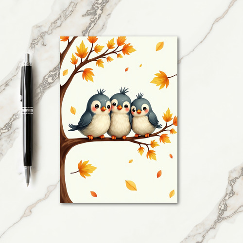 Thankful Trio On Branch Card thumbnail