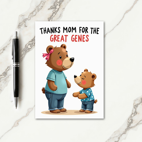 Thanks Mom Bear Family Genes Card