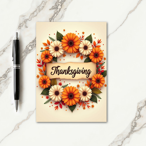 Thanksgiving Floral Wreath Card thumbnail