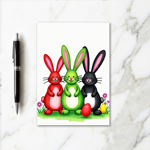 Three Bunny Friends Fun Day Card