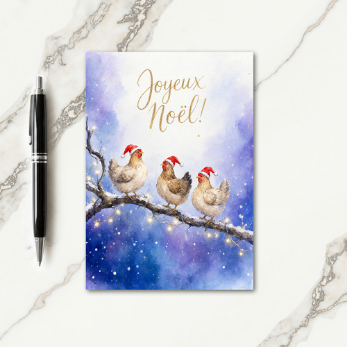 Three French Hens Christmas Cards