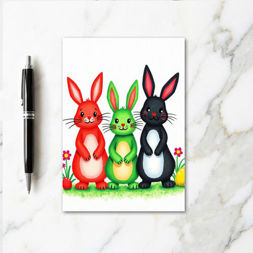 Three Friends Rabbit Pattern Card