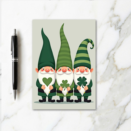 Three Gnome Clover Luck Card
