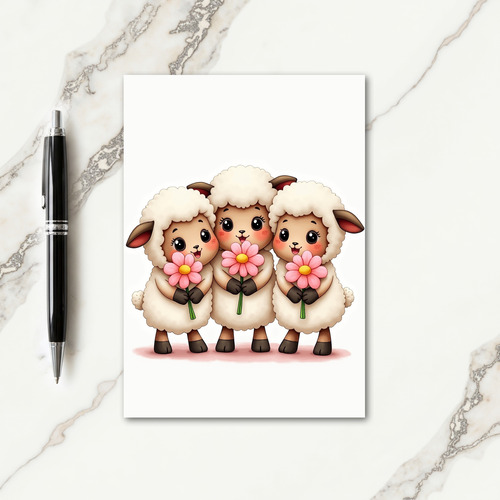 Three Lamb Friends Cute Card