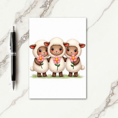 Three Lambs Flower Friend Card