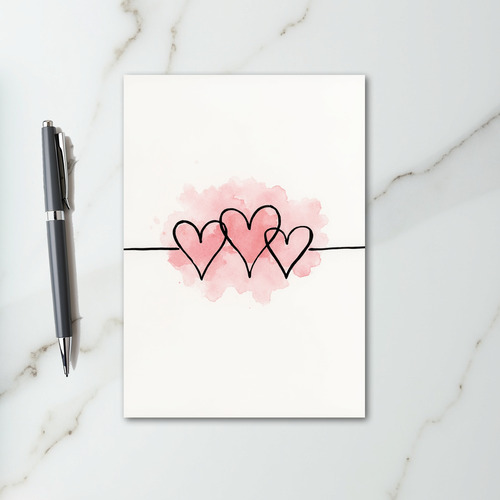 Three Linked Hearts Watercolor Card