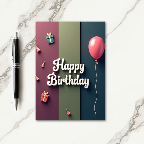 Three Tone Happy Birthday Card