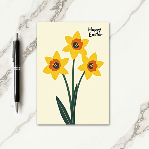 Three Yellow Flowers Spring Card