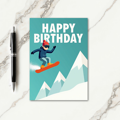 Thrilling Snowboard Birthday Card
