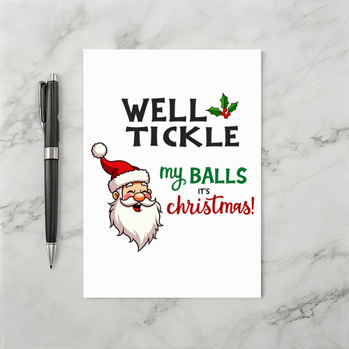 Tickle My Balls Funny Adult Christmas Card