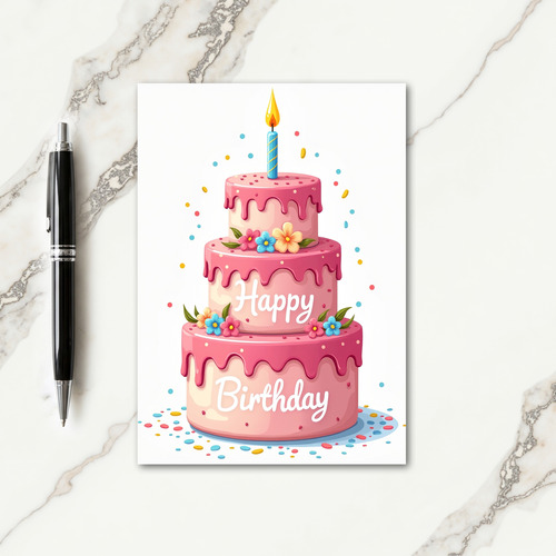 Tiered Cake Art Birthday Card