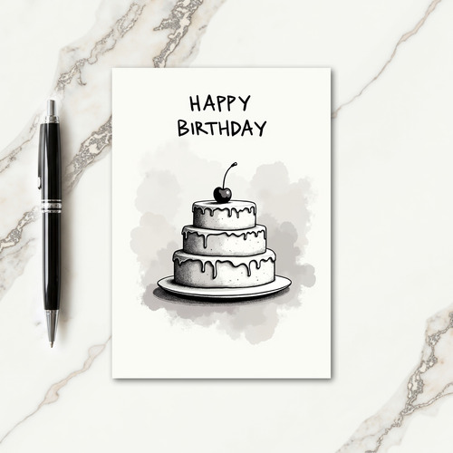 Tiered Cake Sketch Birthday Card