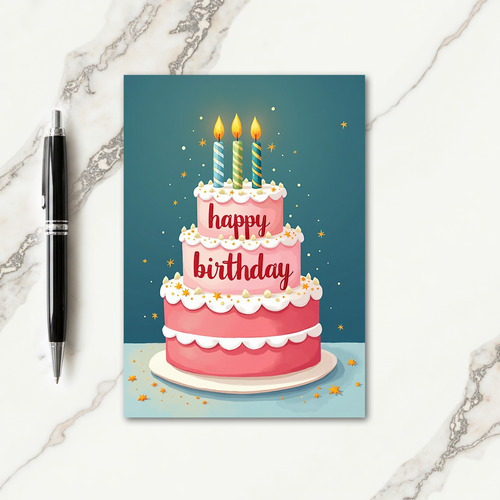 Tiered Cake With Stars Card