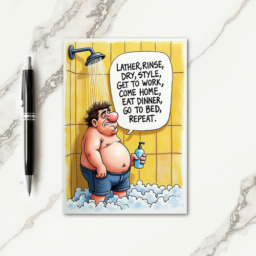 Tired Mans Shower Thought Card