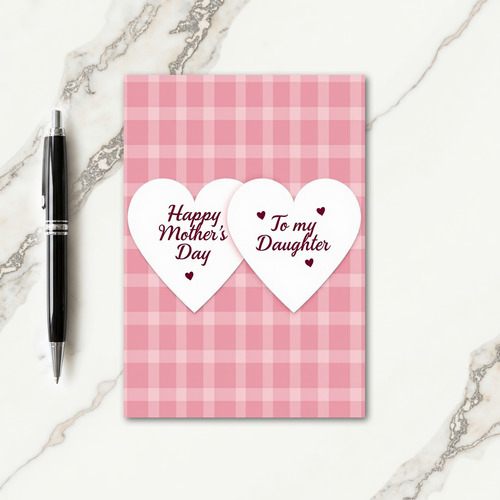 To Daughter Maroon Hearts Card