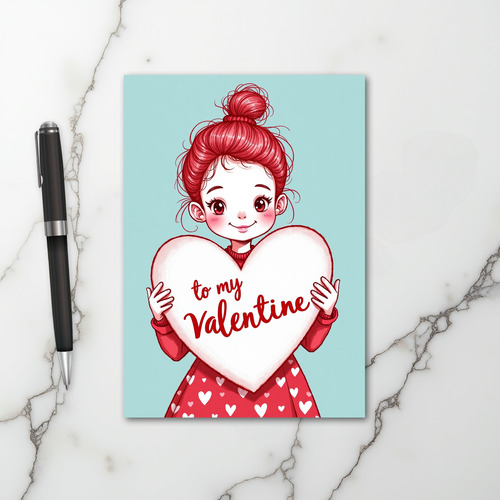 To My Valentine Cute Girl Card