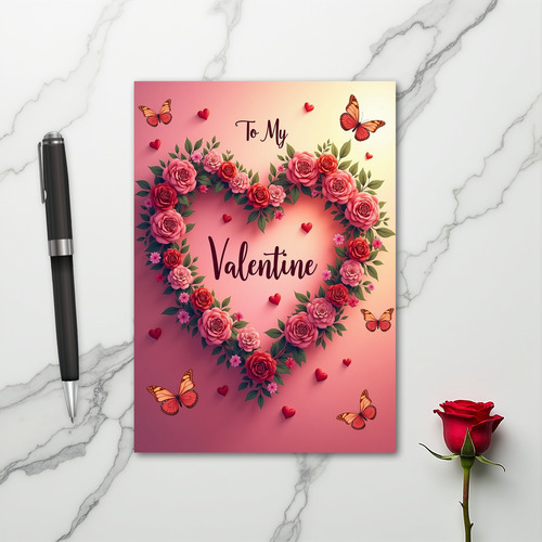 To My Valentine Roses Heart Card