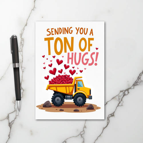 Ton Of Hugs Dump Truck Card
