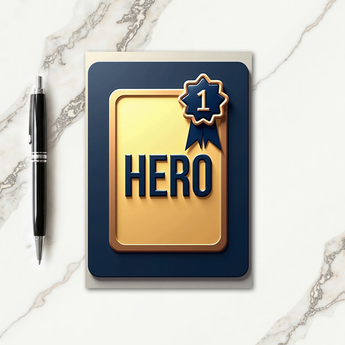 Top Dad Hero Award Navy Star Card