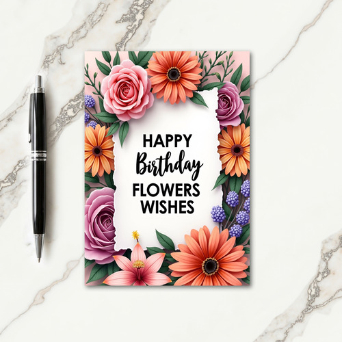 Torn Edge Floral Birthday Card