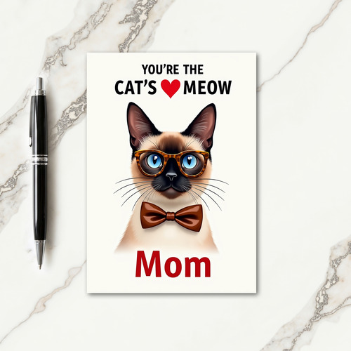 Tortoiseshell Glasses Cat Mom Card