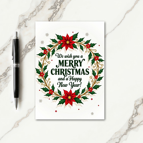 Traditional Holly Christmas Card