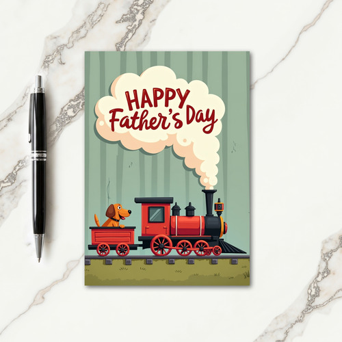 Train Dog Fathers Day Art Card