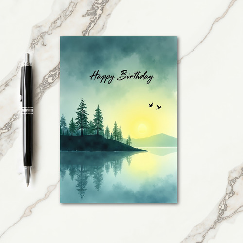 Tranquil Lake Birthday Card