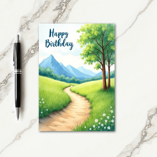 Tranquil Watercolor Path Card