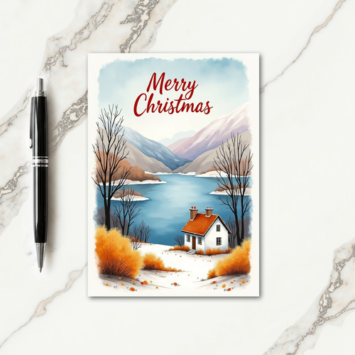 Tranquil Winter House Christmas Card