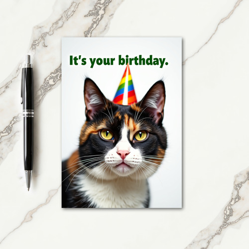 Tri Color Cat Birthday Card