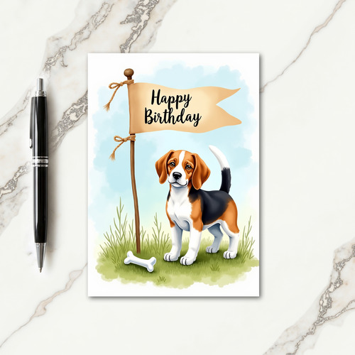 Tri Color Hound Birthday Card