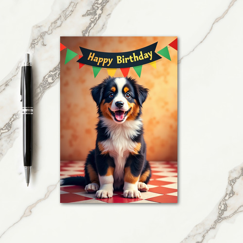 Tri Color Pup Birthday Card