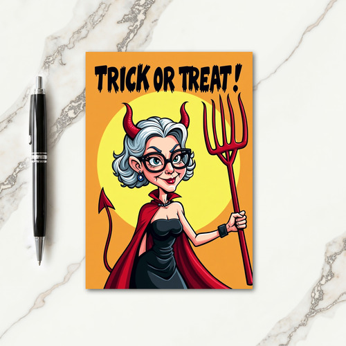 Trick Or Treat Devil Woman Card