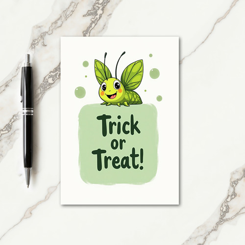 Trick Or Treat Green Bug Card