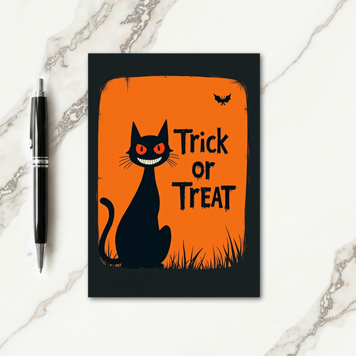 Trick Or Treat Grinning Cat Card