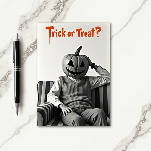 Trick Or Treat Pumpkin Head Card