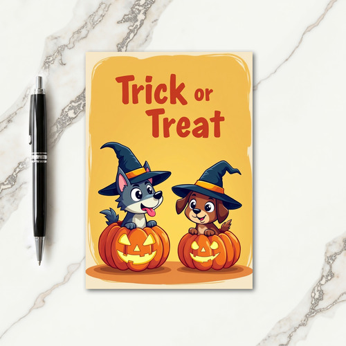 Trick Or Treat Pups Card