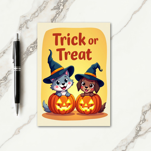 Trick Or Treat Witch Hats Card