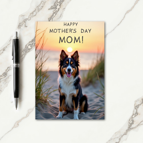 Tricolor Dog Mothers Day Scene Card